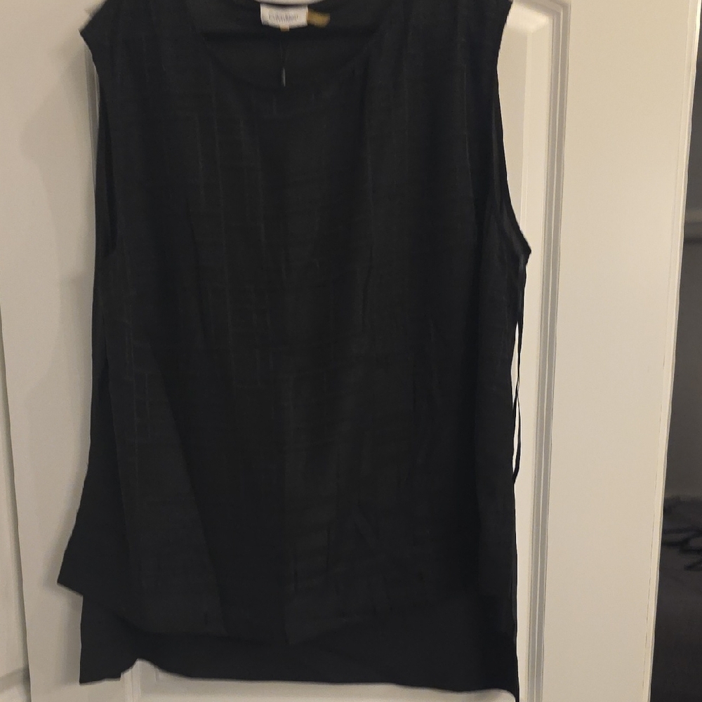Calvin Klein Black Sleeveless Tank Top with Subtle Grid Texture